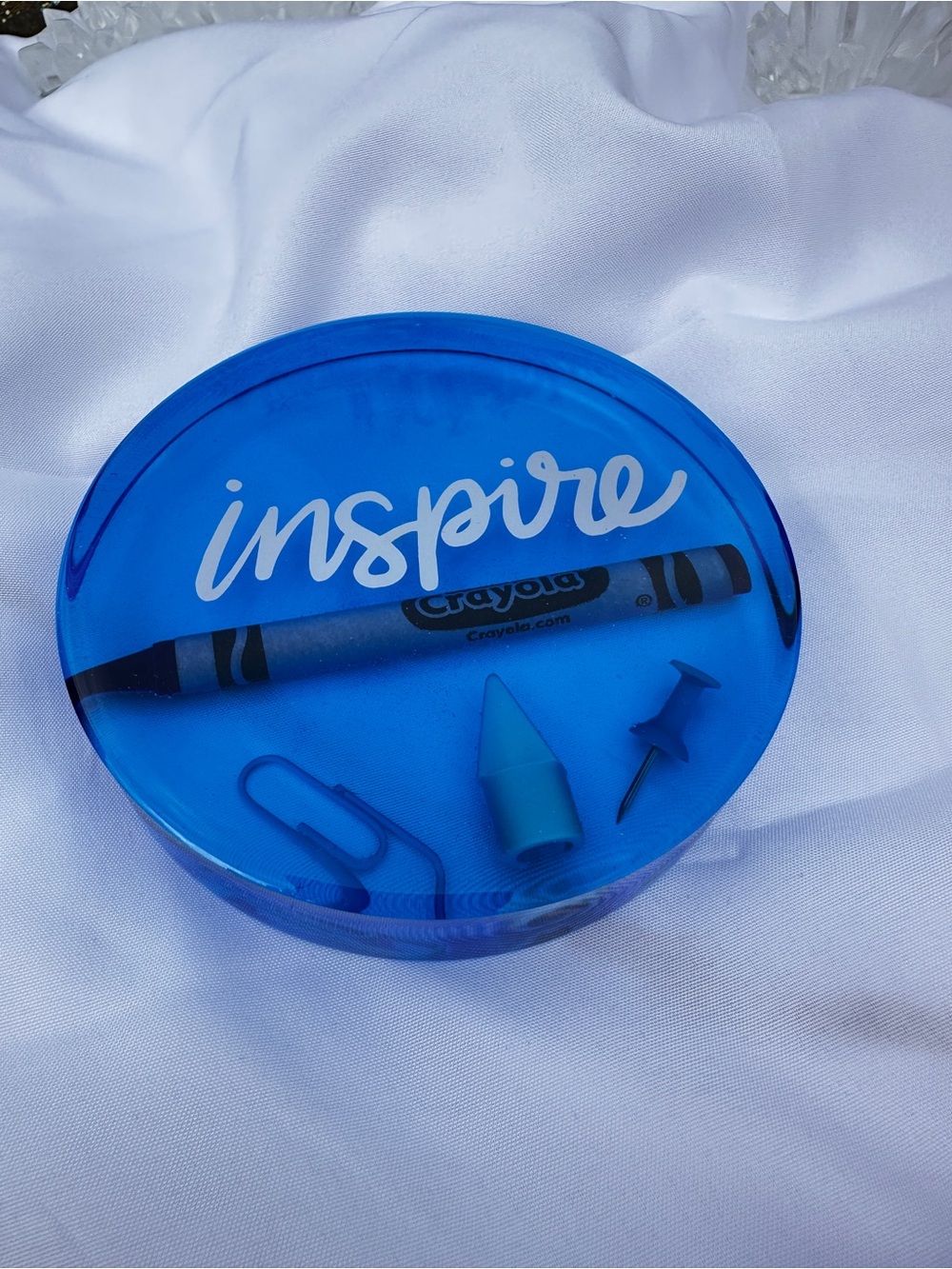 Blue Inspire Resin Paperweight